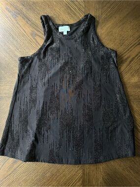 VeronicaM Sleeveless Black Sparkle Tank Top